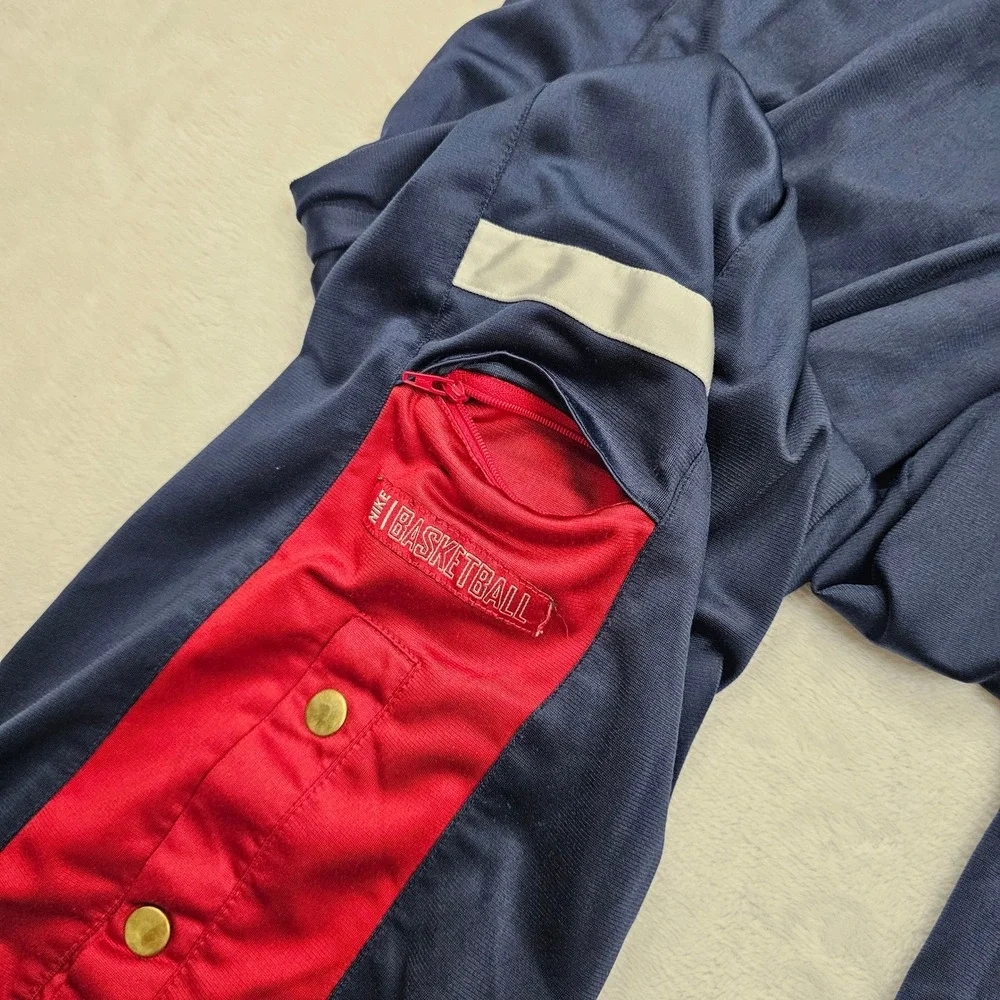Nike‎ Track Pants Mens Large Navy Blue Red Snap Button Basketball Vintage Y2K
